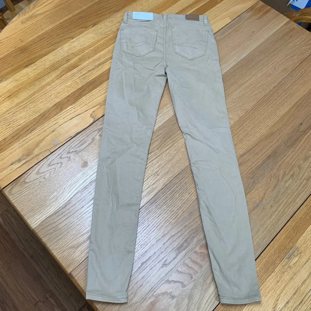 American‎ Eagle Next Level Stretch High-Rise Jegging Khaki Tan Size 0 Long NWT